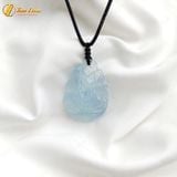  Dây chuyền mặt hồ ly chúa cuộn đuôi dưới đá aquamarine hợp mệnh thủy mộc, phụ trợ tình duyên, may mắn - Tuệ Lâm 