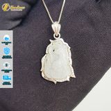  Mặt Dây Chuyền Cửu Vỹ Hồ Ly 9 đuôi dáng thủng Đá Bạch Ngọc Bọc Bạc Cầu Tình Duyên 