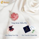  Mặt dây chuyền hồ ly chúa dáng ôm hoa đá đào hoa hợp mệnh trợ duyên bọc viền bạc S925 
