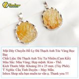  Mặt dây hồ ly chúa 9 đuôi lệch đùi thạch anh tóc vàng hợp mệnh kim thổ bọc viền bạc S925 