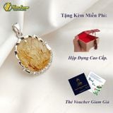  Mặt dây hồ ly chúa 9 đuôi lệch đùi thạch anh tóc vàng hợp mệnh kim thổ bọc viền bạc S925 