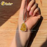  Mặt dây hồ ly chúa 9 đuôi xòe lưng trợ duyên thạch anh tóc vàng hợp mệnh kim thổ bọc viền bạc 