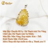  Mặt dây hồ ly chúa 9 đuôi xòe lưng trợ duyên thạch anh tóc vàng hợp mệnh kim thổ bọc viền bạc 