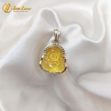  Mặt dây chuyền cho bé mặt phật di lặc đá hổ phách vàng bọc bạc S925 bình an may mắn hợp mệnh 