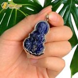  Mặt dây chuyền phật quan âm bồ tát đá sodalite bọc vàng trắng bình an may mắn, hợp mệnh thủy mộc 