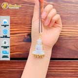  Dây chuyền mặt phật Thích Ca Mâu Ni bạch ngọc bọc vàng 10k bình an may mắn hợp mệnh kim thủy 