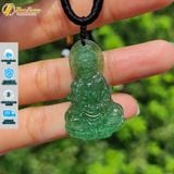  Dây chuyền mặt phật quan âm bồ tát đá thạch anh dâu tây xanh hợp mệnh mộc hỏa bình an may mắn 