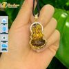  Dây chuyền mặt phật quan âm đá mắt hổ nâu vàng hợp mệnh kim thổ bọc vàng 10k bình an may mắn 