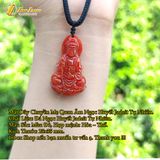  Dây Chuyền Mặt Phật Quan Âm Bồ Tát Đá Ngọc Huyết Jadeit Tự Nhiên Bình An May Mắn 