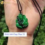  Dây chuyền mặt hồ ly chúa 9 đuôi cuộn dưới ngọc sơn thủy xanh hợp mệnh trợ duyên may mắn 