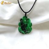  Dây chuyền mặt hồ ly chúa 9 đuôi cuộn dưới ngọc sơn thủy xanh hợp mệnh trợ duyên may mắn 