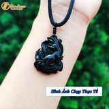  Dây chuyền mặt hồ ly chúa chín đuôi thủng thạch anh đen hợp mệnh mộc thủy trợ duyên may mắn 
