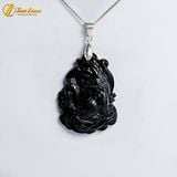  Dây chuyền mặt hồ ly chúa chín đuôi thủng thạch anh đen hợp mệnh mộc thủy trợ duyên may mắn 