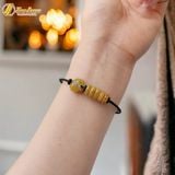  Vòng tay cỏ 4 lá mix ngũ điếu đá thạch anh tóc vàng hợp mệnh kim, mệnh thổ, tài lộc may mắn 