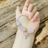  Vòng tay ngũ điếu mix lu thống và hồ ly chúa treo túi tiền đá thạch anh hồng hợp mệnh hỏa thổ trợ duyên tài lộc 