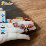 Vòng tay ngũ điếu mix hồ ly ôm hoa mix cỏ 4 lá treo túi tiền thạch anh tóc đỏ hợp mệnh hỏa thổ 