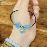  Vòng tay ngũ điếu mix hồ ly aquamarine treo túi tiền tài lộc hợp mệnh thủy mộc trợ duyên 
