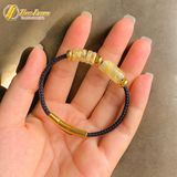  Vòng tay ngũ điếu mix lu thống chạm họa tiết thạch anh tóc vàng hợp mệnh kim thổ tài lộc may mắn 