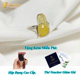  Nhẫn Bạc bọc Hồ Ly Chúa Đuôi Dài Đá Thạch Anh Tóc Vàng  Hợp Mệnh Kim Thổ Trợ Duyên 