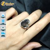  Nhẫn Bạc Mặt Tỳ Hưu Đá Thạch Anh Tóc Đen Mệnh Thủy Mệnh Mộc 
