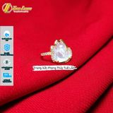  Nhẫn vàng 10k bọc mặt hồ ly ôm hoa đá moonstone trợ duyên hợp mệnh kim thủy 