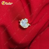  Nhẫn vàng 10k bọc mặt hồ ly ôm hoa đá moonstone trợ duyên hợp mệnh kim thủy 