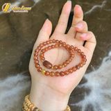  Chuỗi Vòng Tay Đá Thạch Anh Tóc Nâu Cuốn Nhiều Vòng mix Lu Thống charm vàng 10k May Mắn - Tài Lộc - Hợp Mệnh 