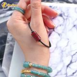  Vòng tay lu thống Thạch Anh tóc đỏ hợp mệnh hỏa thổ chạm họa tiết kim tiền tài lộc hanh thông 