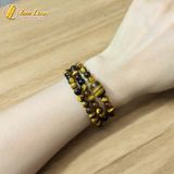  Vòng Tay Đá Mắt Hổ Nâu Vàng 6 Li Chuỗi Cuốn 3 Vòng mix lu thống tài lộc 