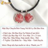  Mặt dây chuyền hồ ly chúa dáng ôm hoa đá đào hoa hợp mệnh trợ duyên bọc viền bạc S925 