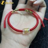  Vòng tay chỉ đỏ may mắn bện handmade hạt lu thống đá thạch anh trắng khắc chú - Tuệ Lâm 