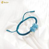  Vòng tay tỳ hưu đá aquamarine hợp mệnh thủy mộc bện chỉ handmade chiêu tài hút lộc - Tuệ Lâm 