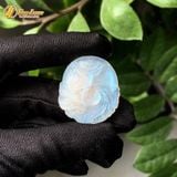  Dây chuyền mặt hồ ly chúa 9 đuôi đá moonstone dáng tròn vọng nguyệt hợp mệnh kim thủy 
