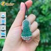 Dây chuyền mặt phật quan âm bồ tát đá thạch anh dâu tây xanh hợp mệnh mộc hỏa bọc bạc S925 bình an may mắn