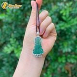  Dây chuyền mặt phật quan âm bồ tát đá thạch anh dâu tây xanh hợp mệnh mộc hỏa bọc bạc S925 bình an may mắn 