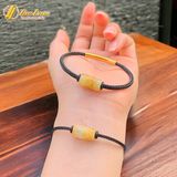  Vòng tay nam nữ lu thống thạch anh tóc vàng chạm họa tiết kim tiền tài lộc hợp mệnh kim thổ 