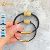  Vòng tay nam nữ lu thống thạch anh tóc vàng chạm họa tiết kim tiền tài lộc hợp mệnh kim thổ 