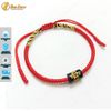 Vòng tay chỉ đỏ may mắn bện handmade hạt lu thống đá thạch anh đen khắc chú - Tuệ Lâm