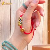  Vòng tay chỉ may mắn bện tỳ hưu đổi màu xanh mix bánh xe pháp luân bình an thịnh vượng 