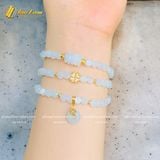  Chuỗi Vòng Tay Bạch Ngọc Cuốn Nhiều Vòng Mix Ngũ Điếu và Charm Cỏ 4 Lá May Mắn - Tài Lộc - Bình An 
