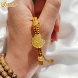  Vòng tay chỉ bện mặt hồ ly chúa ôm hoa thạch anh tóc vàng trợ duyên hợp mệnh kim thổ 