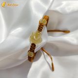  Vòng tay chỉ bện mặt hồ ly chúa ôm hoa thạch anh tóc vàng trợ duyên hợp mệnh kim thổ 