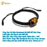  Vòng chỉ may mắn bện handmade lu thống đá mắt hổ màu nâu vàng hợp mệnh kim thổ 