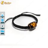  Vòng chỉ may mắn bện handmade lu thống đá mắt hổ màu nâu vàng hợp mệnh kim thổ 