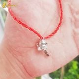  Vòng tay chỉ đỏ may mắn mix charm mèo thần tài titan bình an - Tuệ Lâm 