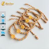  Vòng Tay Handmade Chỉ Ngũ Sắc Mix Charm Bạc Hoa Sen Mạ Vàng May Mắn Bình An 