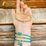  Vòng Tay Handmade Chỉ Ngũ Sắc Tây Tạng Mix Charm Bạc Hoa Mai 