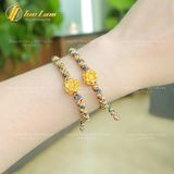  Vòng Tay Handmade Chỉ Ngũ Sắc Mix Charm Bạc Hoa Sen Mạ Vàng May Mắn Bình An 