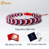  Vòng tay chỉ may mắn cao cấp bên handmade 3 màu chỉ màu cờ mỹ - Tuệ Lâm 