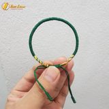  Vòng chỉ may mắn xanh rêu bện hai đầu ngũ sắc kiểu tibets bình an, hợp mệnh - Tuệ Lâm 